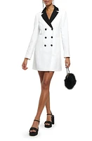 River Island Double Breasted Long Sleeve Blazer Minidress in White at Nordstrom, Size 4