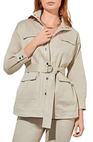 Ming Wang Belted Jacket Limestone/White at Nordstrom,