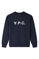 A. P.C. Grand V. Logo Sweatshirt Navy at Nordstrom,