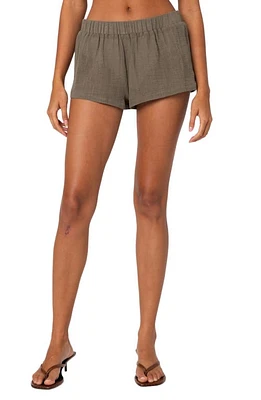 EDIKTED Harleigh Cotton Shorts Olive at Nordstrom,