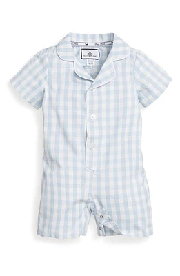 Petite Plume Classic Gingham One-Piece Pajamas Light Blue at Nordstrom,