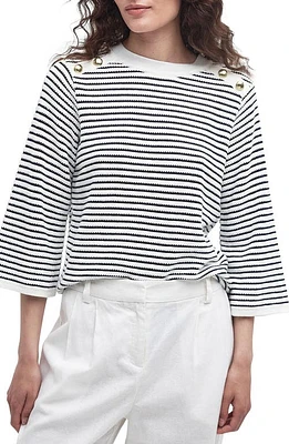 Barbour Macy Stripe Cotton Sweater in Antique White Stripe at Nordstrom, Size 8 Us