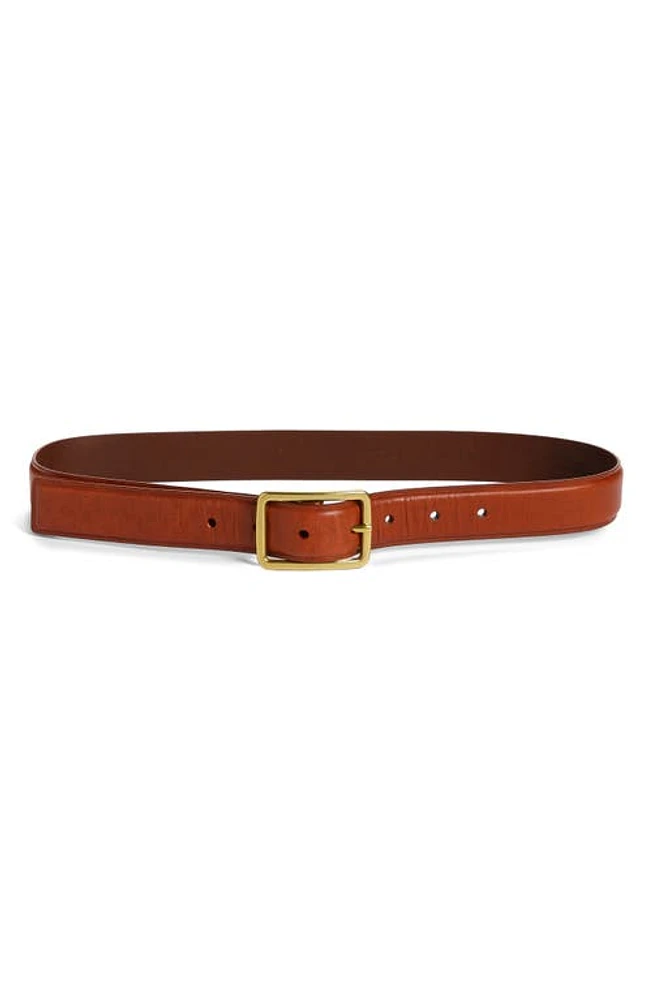 Madewell Rectangle Buckle Leather Belt in English Saddle at Nordstrom, Size X-Small