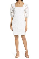 Eliza J Balloon Sleeve Eyelet Dress in White at Nordstrom, Size 2