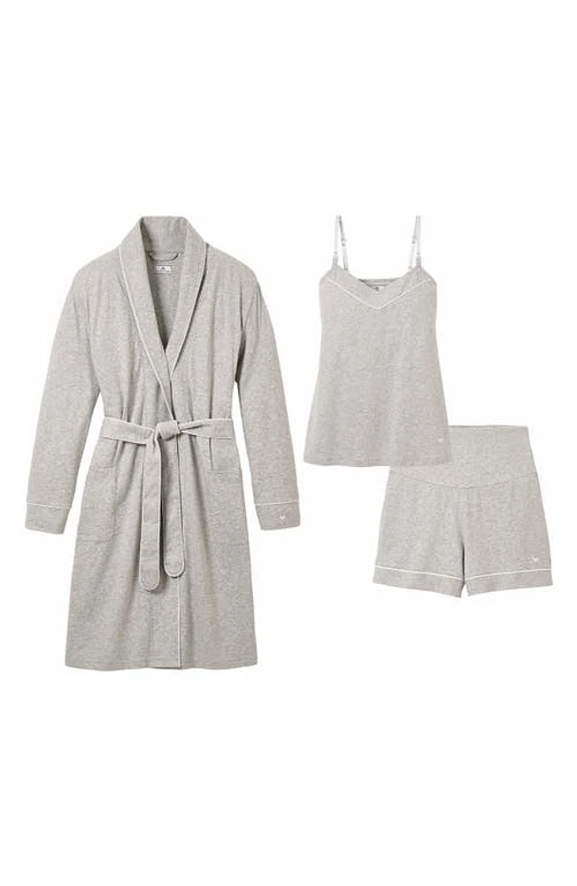 Petite Plume The Must Have 3-Piece Cotton Maternity Set in Heather Grey at Nordstrom, Size X-Large