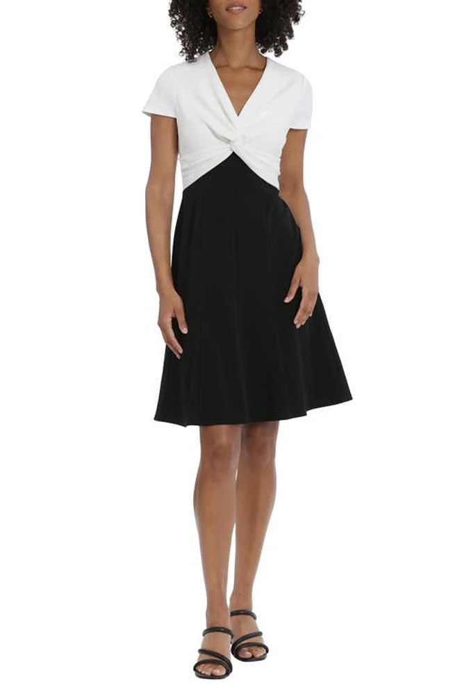 Maggy London Cap Sleeve Fit & Flare Dress Ivory at Nordstrom,