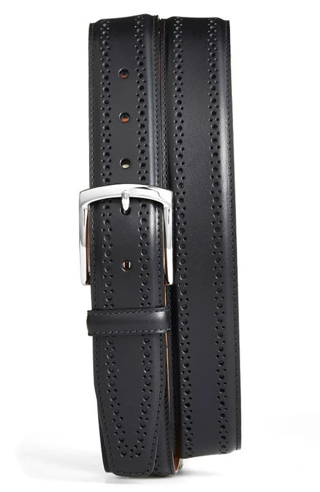 Allen Edmonds Manistee Brogued Leather Belt / at Nordstrom