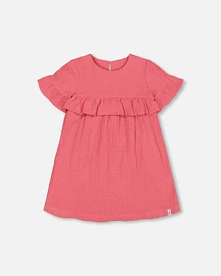 Deux Par Deux Baby Girl's Muslin Dress With Frill Cherry at Nordstrom