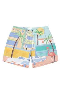 MAVRANS Flamingo Swim Trunks Blue Multi at Nordstrom,