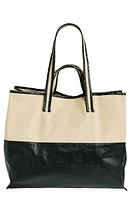 KASSL Large Coated Canvas Tote in Beige/Black at Nordstrom