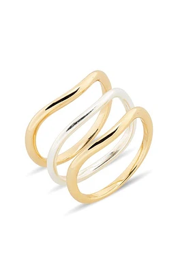 Madewell Set of 3 Wavy Stackable Rings Pale Gold at Nordstrom,