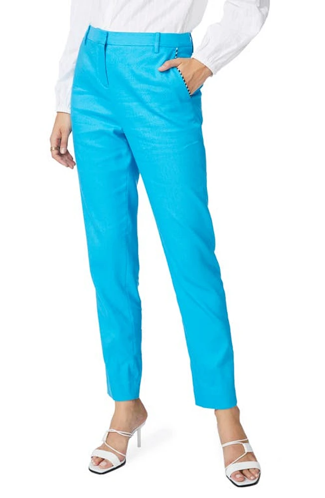 Court & Rowe Clean Finish Linen Blend Trousers Caspian Blue at Nordstrom,