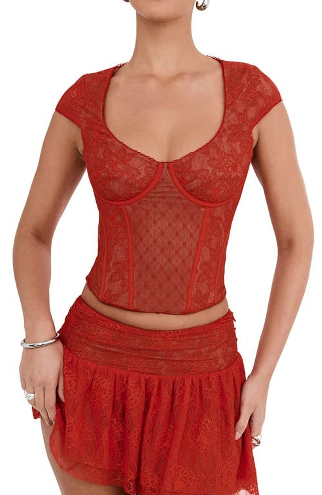 Mistress Rocks Lace Corset Top Red Rose at Nordstrom, A