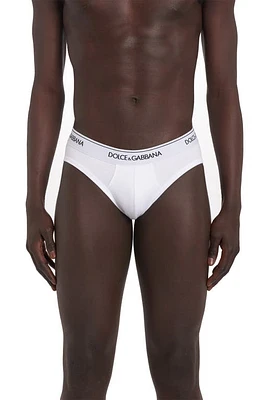 Dolce & Gabbana 2-Pack Logo Waist Briefs in White at Nordstrom, Size 6