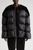 Rick Owens Oversize Nylon & Genuine Shearling Down Coat in Black at Nordstrom, Size 4 Us