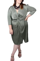 MAYES NYC Elvie Knot Satin Dress Olive at Nordstrom,