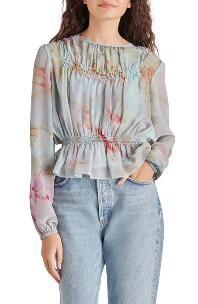 Steve Madden Pyper Ruched Satin Peplum Top Misty Rose at Nordstrom,