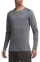 Nike Dri-FIT Pro Warm Long Sleeve Running Shirt in Iron Grey/Black at Nordstrom, Size Medium