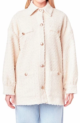 English Factory Tweed Button-Up Shirt Jacket at Nordstrom,