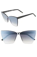 DIFF Goldie 65mm Oversize Cat Eye Sunglasses in Black/Silver Smoke at Nordstrom