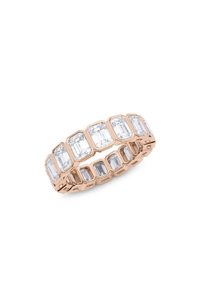 HauteCarat Emerald Cut Lab Created Diamond Eternity Ring in 18K Rose Gold at Nordstrom