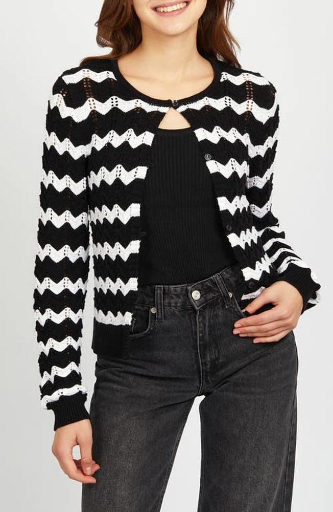 525 Ashley Chevron Stripe Cardigan Black Multi at Nordstrom,