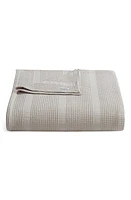 Calvin Klein Waffle Weave Stripe Cotton Blanket in Beige/Tan at Nordstrom