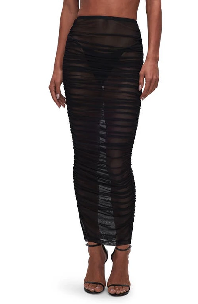 Good American Ruched Mesh Cover-Up Maxi Skirt at Nordstrom,