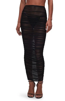 Good American Ruched Mesh Cover-Up Maxi Skirt at Nordstrom,