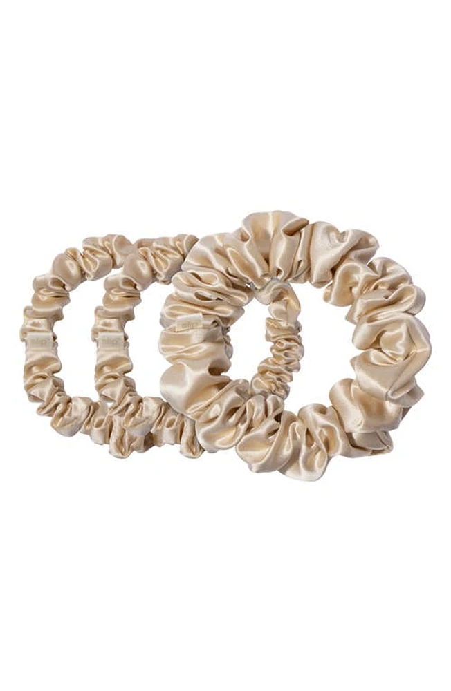 Black Slipsilk 3-Pack Silk Scrunchies Set in Blonde at Nordstrom