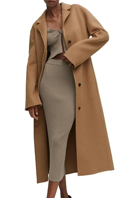 MANGO Belted Wool Blend Coat in Medium Brown at Nordstrom, Size Small