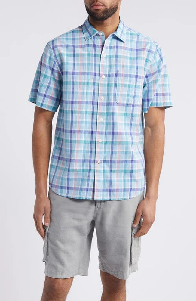 Tommy Bahama Sky Ripple Check Short Sleeve Button-Up Shirt Gulf Shore at Nordstrom,