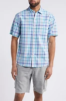 Tommy Bahama Sky Ripple Check Short Sleeve Button-Up Shirt Gulf Shore at Nordstrom,