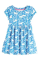 Mini Boden Kids' Print Cotton Jersey Dress Peacock Plume Blue Horses at Nordstrom,