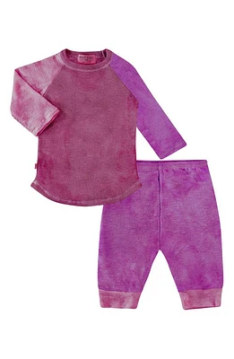 PAIGELAUREN Long Sleeve Slub Knit Loungewear Set Magenta Marble at Nordstrom,