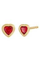 Bony Levy Ruby Heart Stud Earrings in 18K Yellow Gold at Nordstrom