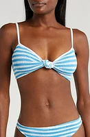 CLEONIE Bouddi Knotted Bikini Top Azure Stripe at Nordstrom,