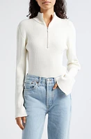 GESTUZ Yasmia Half Zip Rib Sweater at Nordstrom,