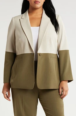 Tahari ASL Colorblock Blazer Sand Loden at Nordstrom,