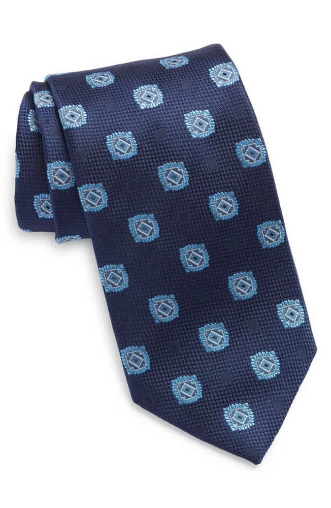 David Donahue Medallion Silk Tie in Navy at Nordstrom