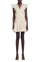 sandro Danie Floral Guipure Lace Dress Ecru /Gold at Nordstrom,