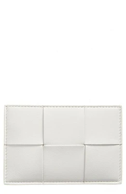 Bottega Veneta Intrecciato Leather Card Case in 9009 White-Gold at Nordstrom