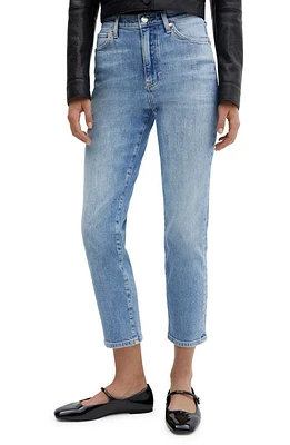 MANGO High Waist Crop Slim Jeans Medium Blue at Nordstrom,