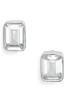 SHYMI Fancy Bezel Stud Earrings in Silver/White/emerald Cut at Nordstrom