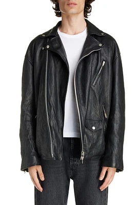 Acne Studios Oversize Leather Motorcycle Jacket Black at Nordstrom, Us