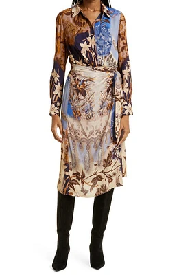 KOBI HALPERIN Sadie Long Sleeve Wrap Dress in Sapphire Multi at Nordstrom, Size Large