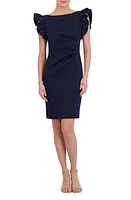 Eliza J Ruffle Sleeve Scuba Crepe Cocktail Sheath Dress at Nordstrom,