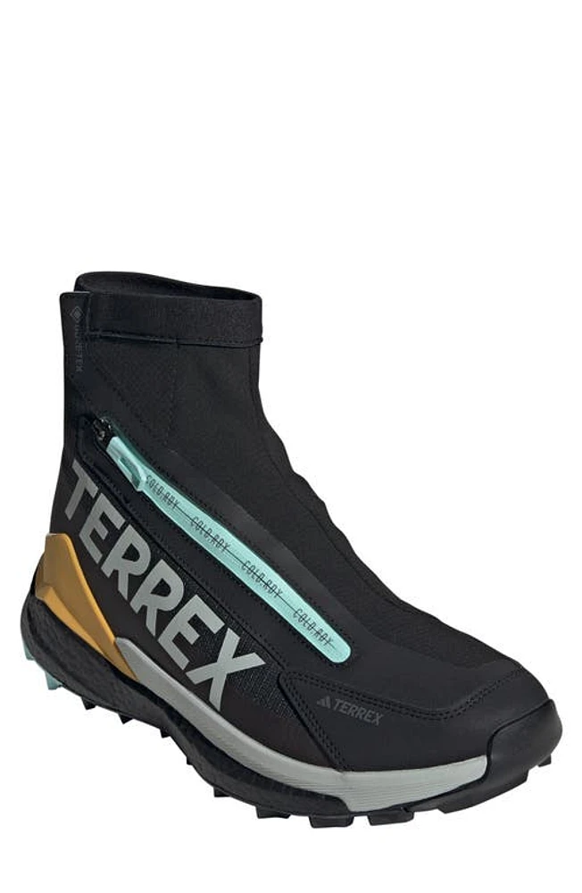 adidas Terrex Free Hiker 2 COLD. RDY Waterproof Hiking Shoe in Black/Wonder Silver/Aqua at Nordstrom, Size 8.5