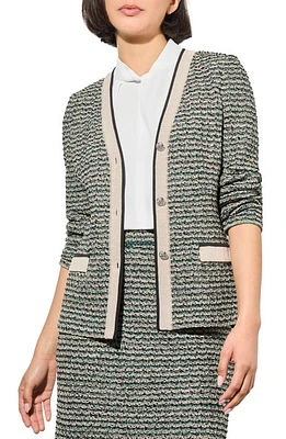 Ming Wang Contrast Trim Tweed Jacket Green at Nordstrom,