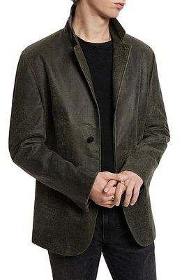 John Varvatos Concealed Placket Slim Fit Leather Jacket Legume at Nordstrom,